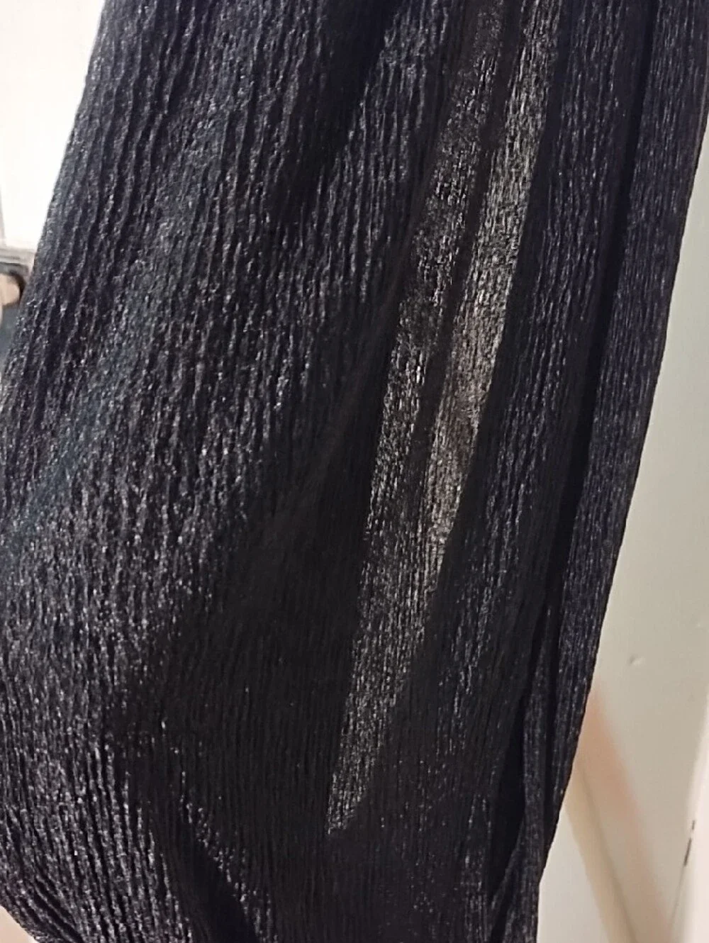 Black Long Infinity Knit Scarf Glitter EUC.